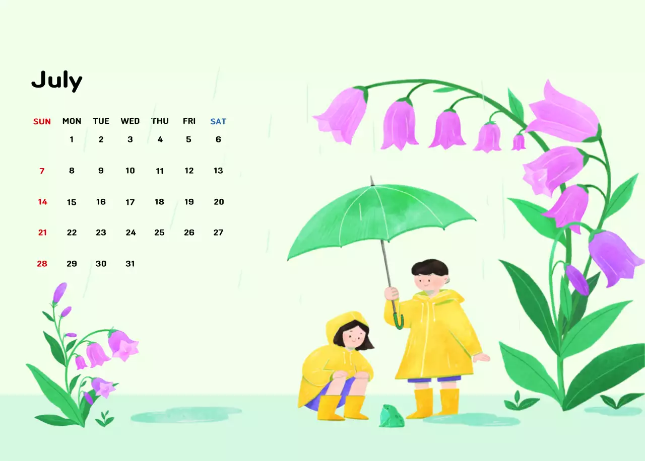 New Year's calendar with a warm, illustrated feel