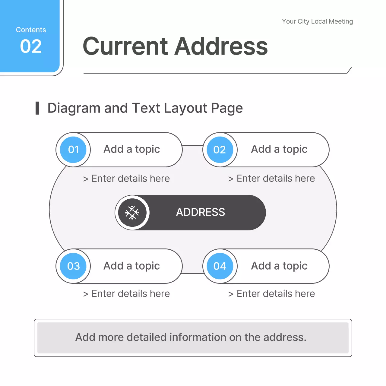 A simple white and light blue meeting guide