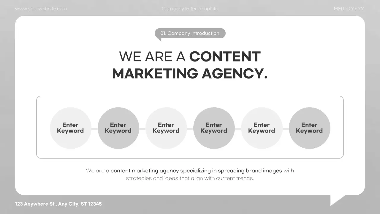 회색의 미니멀한 3D 기업 소개서