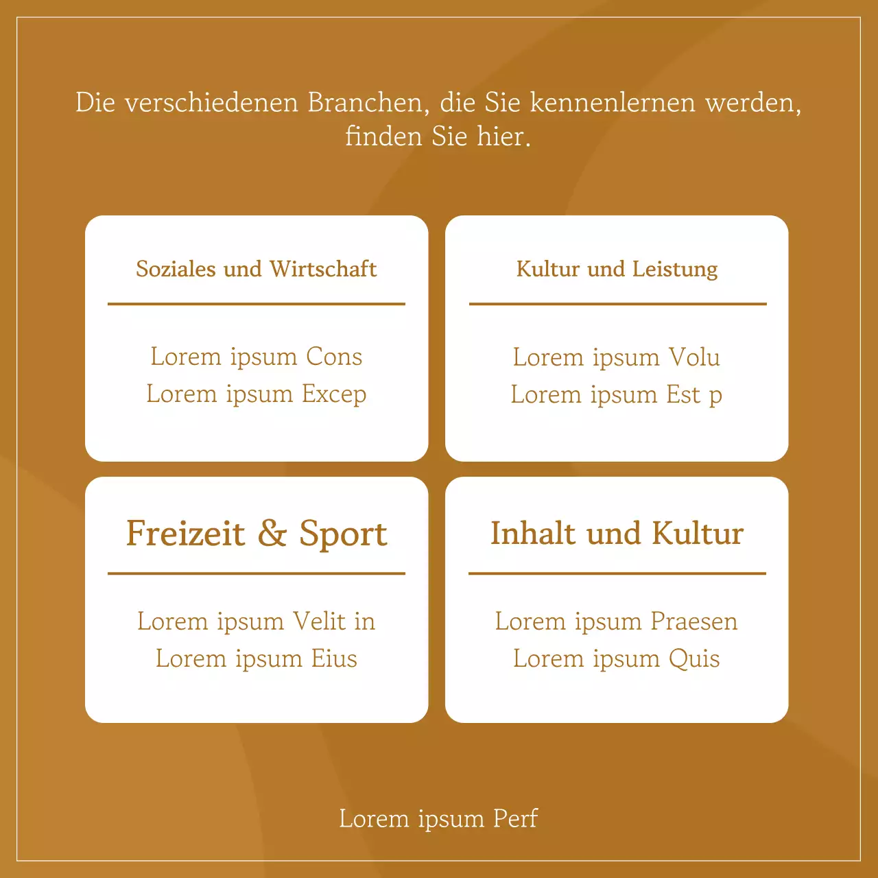 Eine einfache braune und elfenbeinfarbene Werbeanzeige für die Gemeinschaft