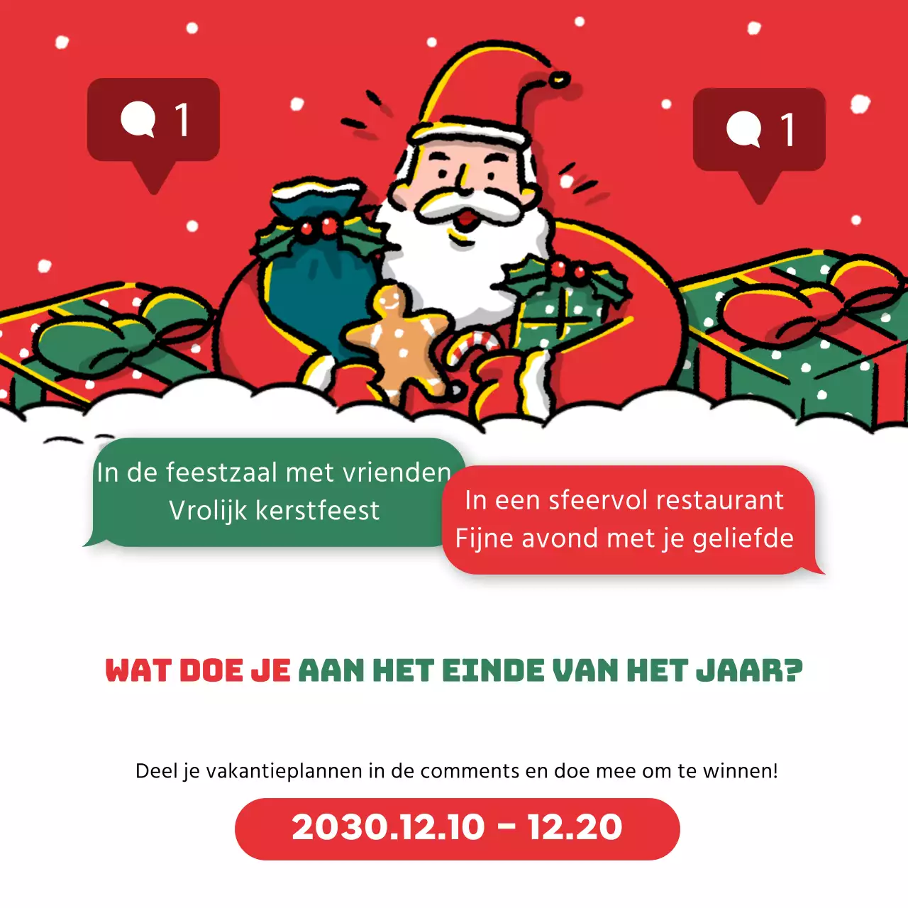 Promoot een rood en groen kerstsjabloon