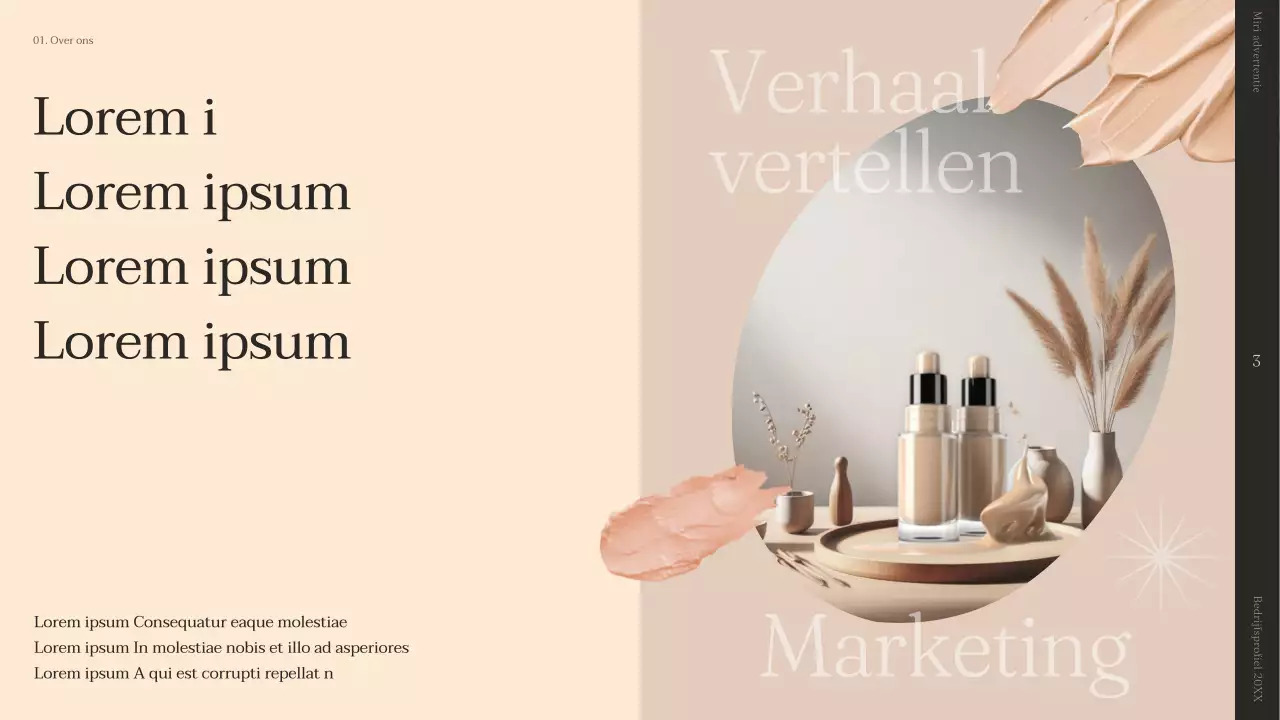 Een eenvoudig verhalend bedrijfsprofiel in beige