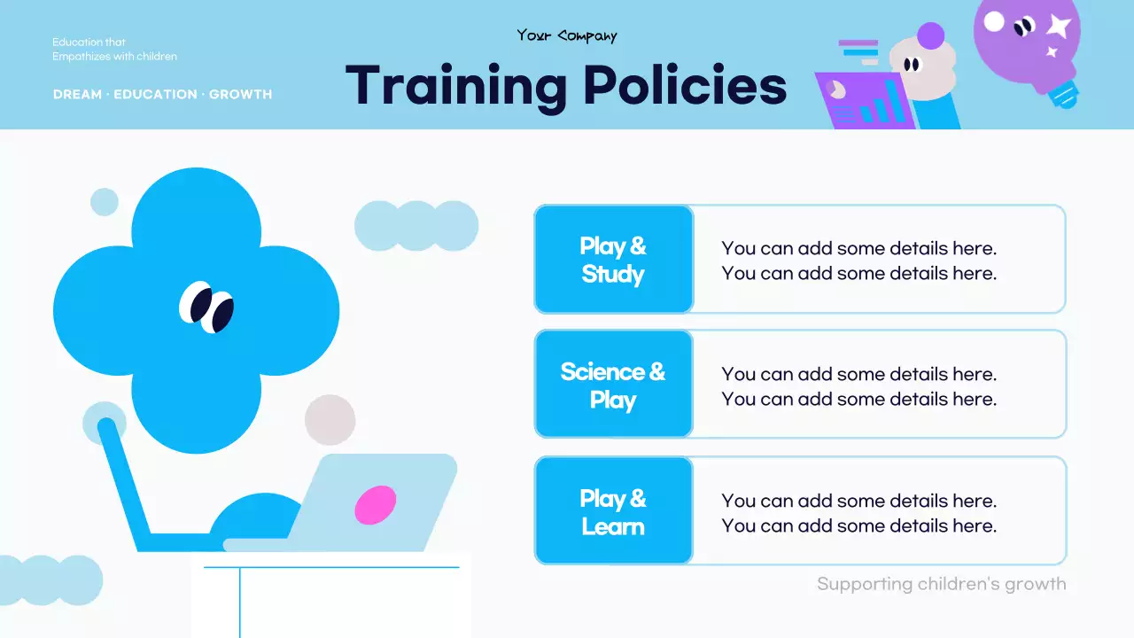 블루 플레이풀 교육 가이드 프레젠테이션