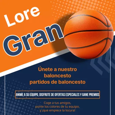 Anuncio geométrico naranja y azul marino de la fiesta de la locura de las marchas