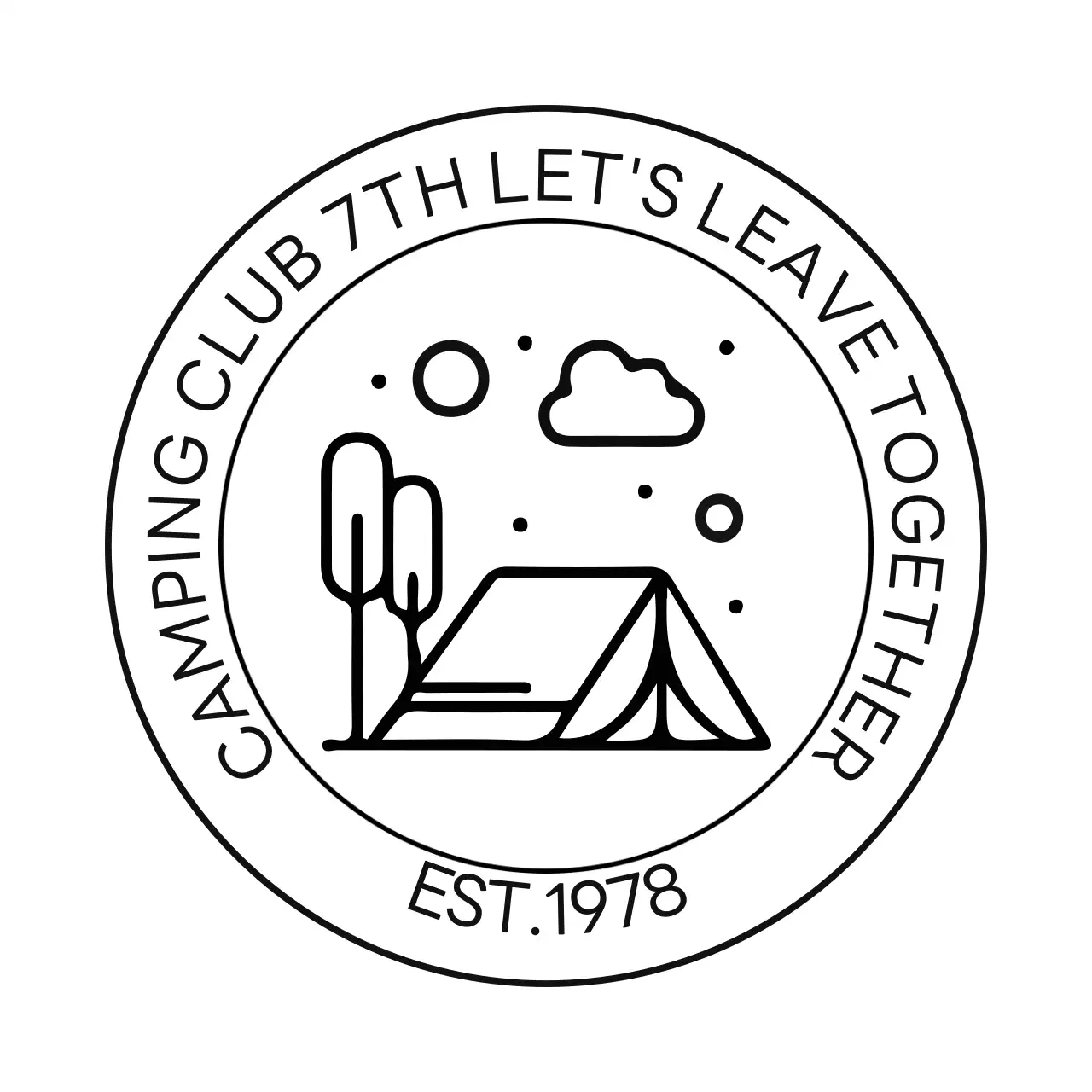 キャンプのイラストが入ったロゴ型のシンプルなキャンプクラブ