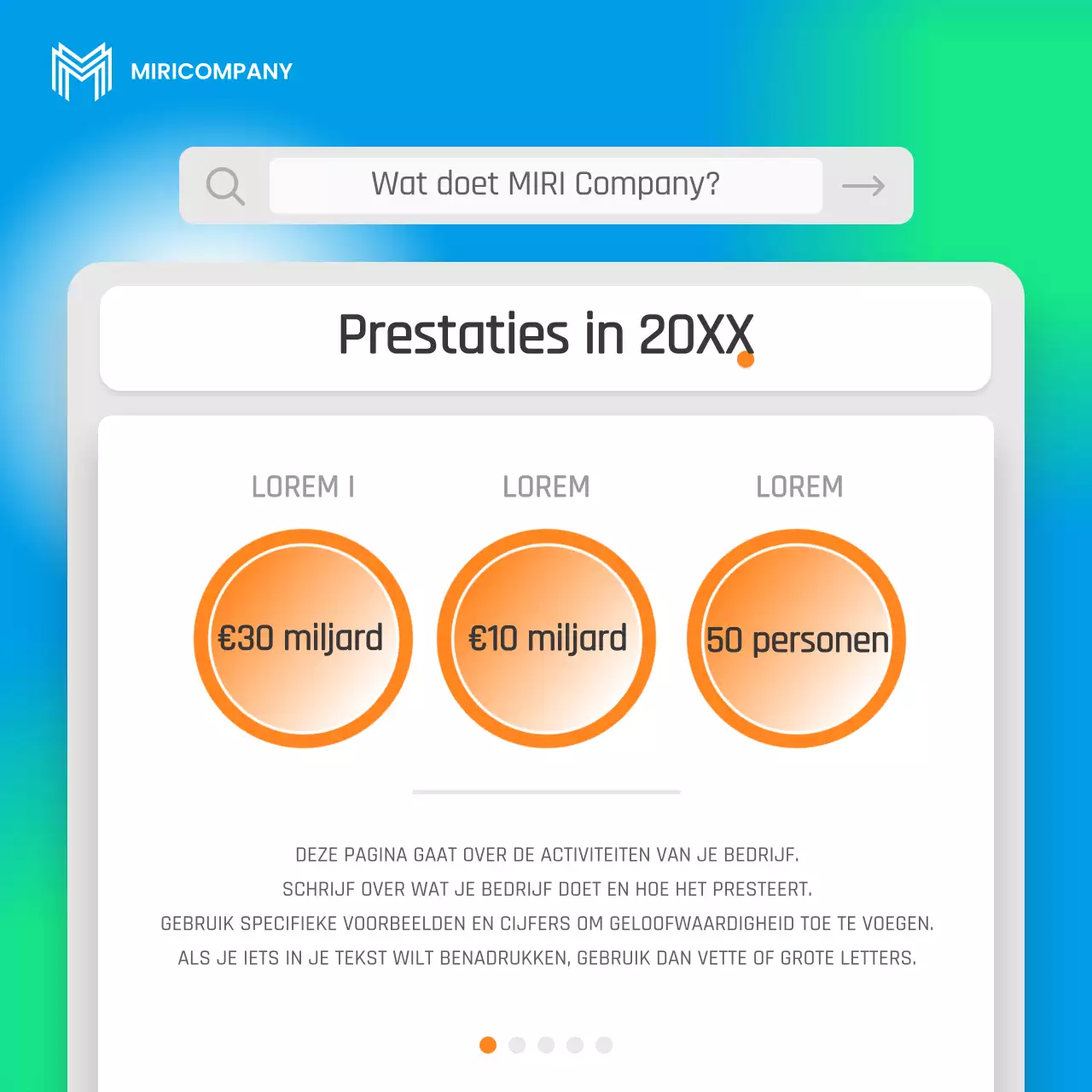 Een eenvoudig blauw en fluorescerend pitchboek voor bedrijven