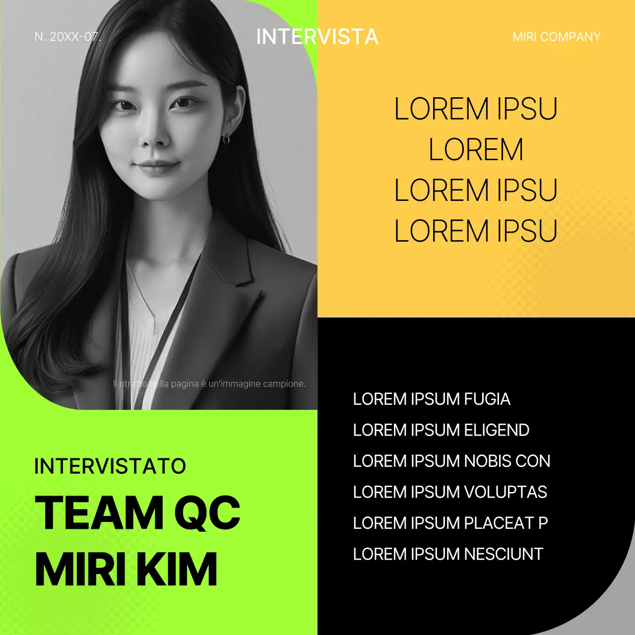 Post di colloquio di lavoro geometrico giallo e fluorescente