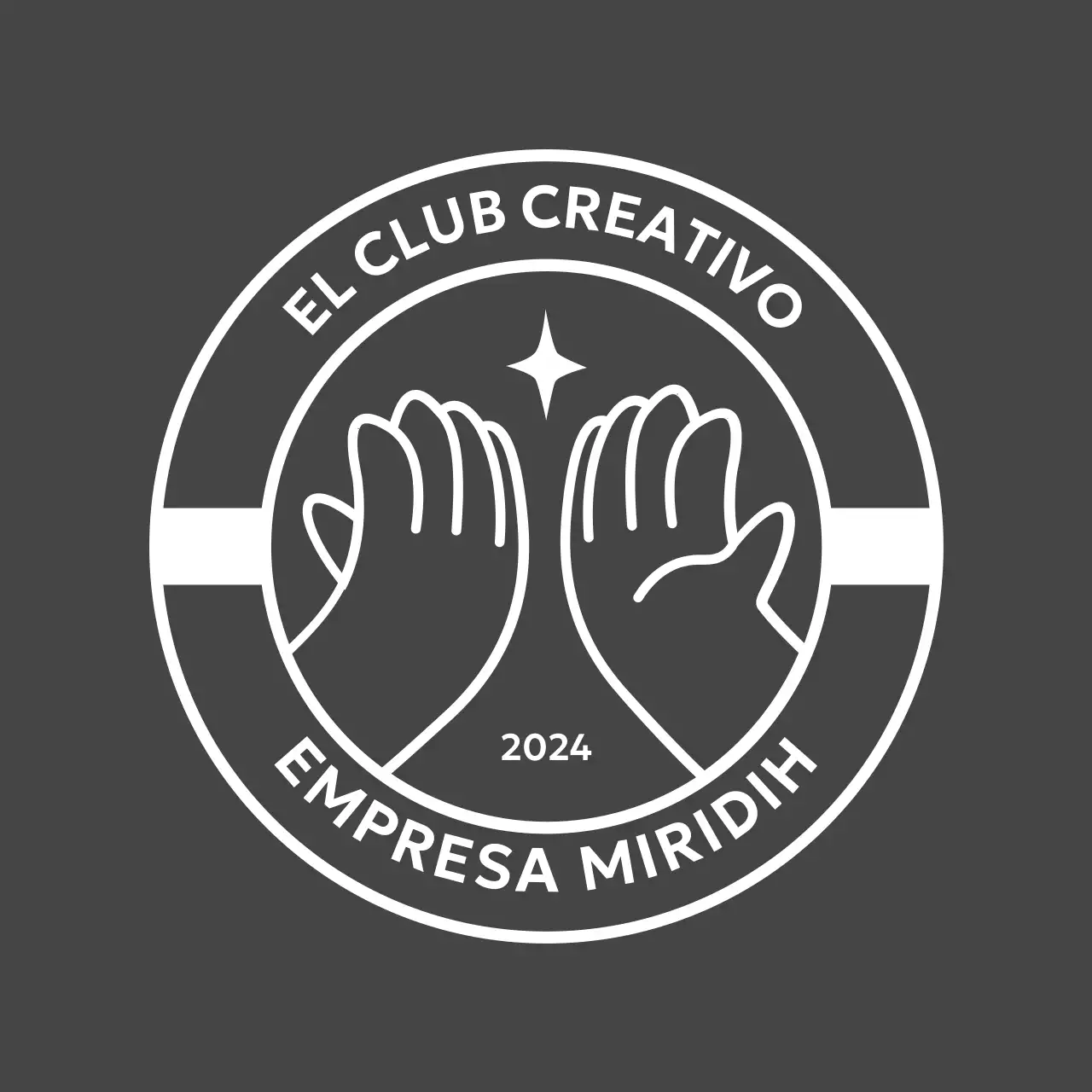 Logotipo estampado con manos chocando los cinco