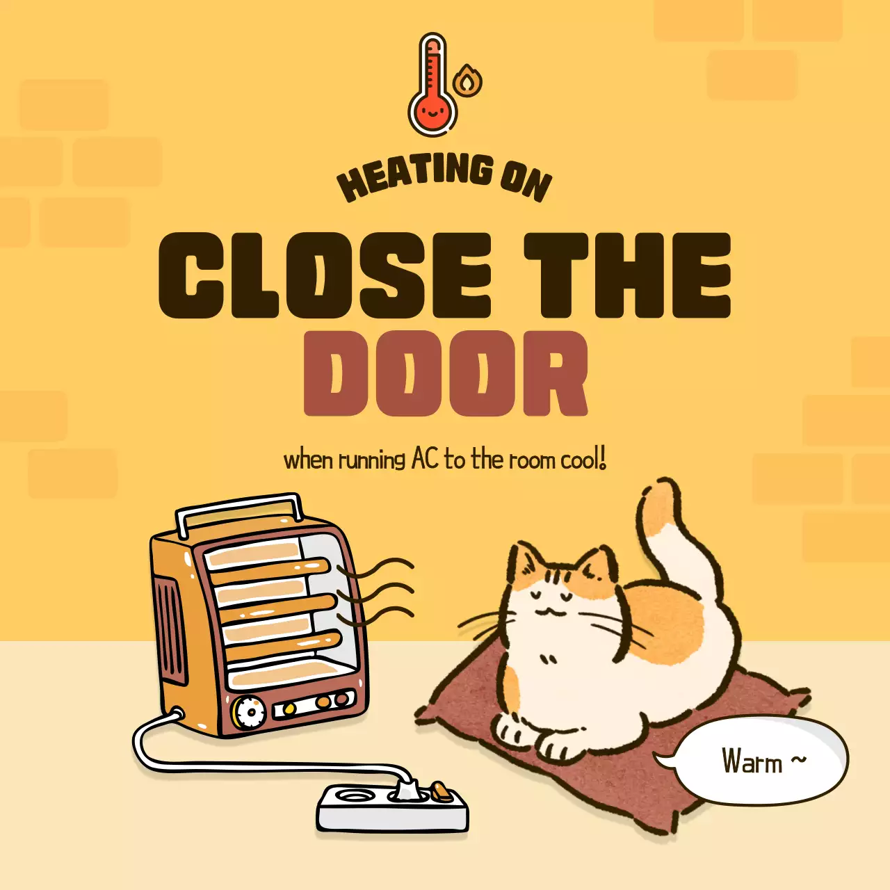 Yellow Simple Heating Notice Instagram Post