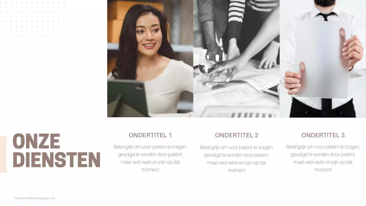 Klassieke zakelijke materialen in beige en bruin