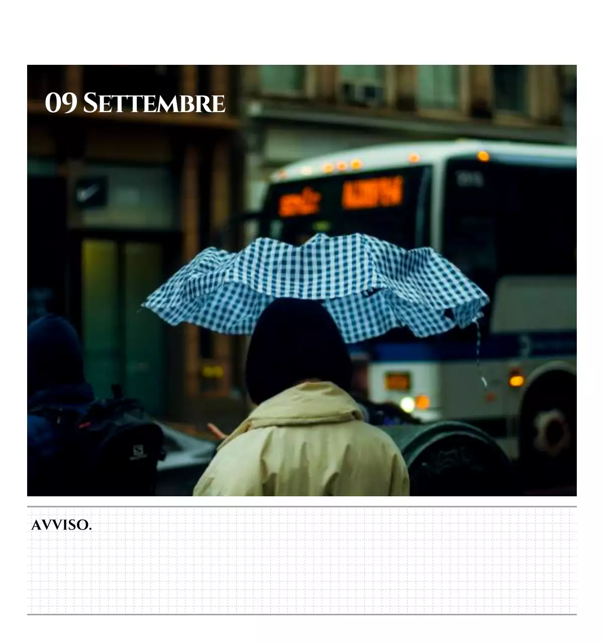 Calendario da parete in stile semplice con concetto di fotografia di viaggio emozionale in bianco e nero