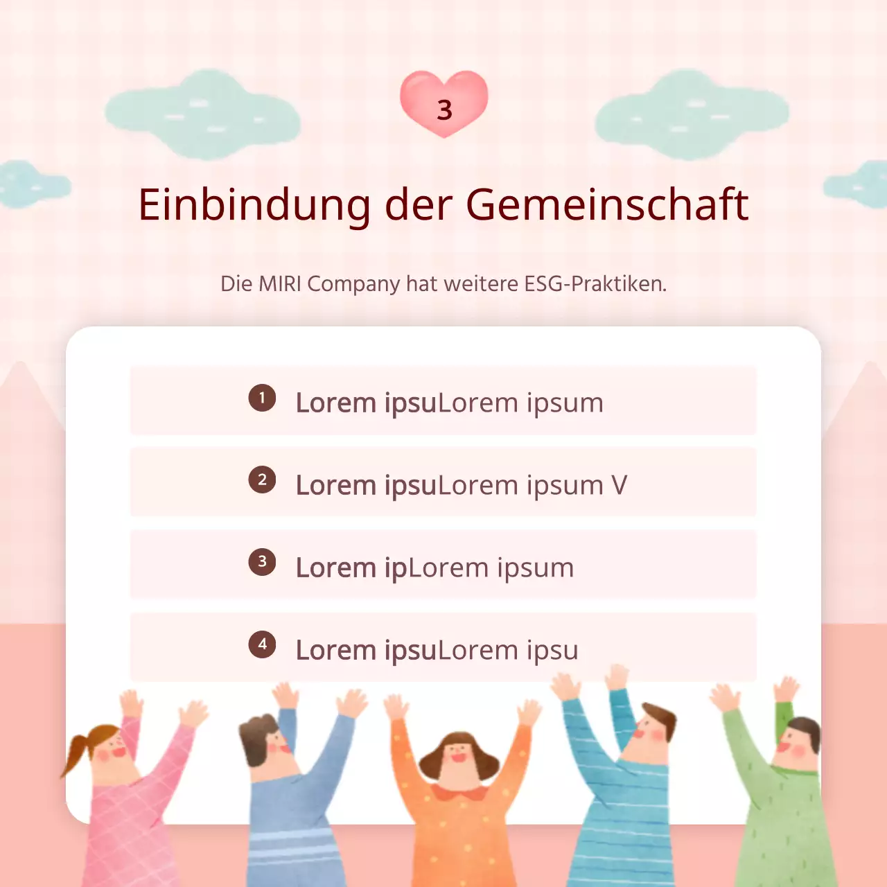 Rosa und hellblauer ESG-Managementbericht des Unternehmens