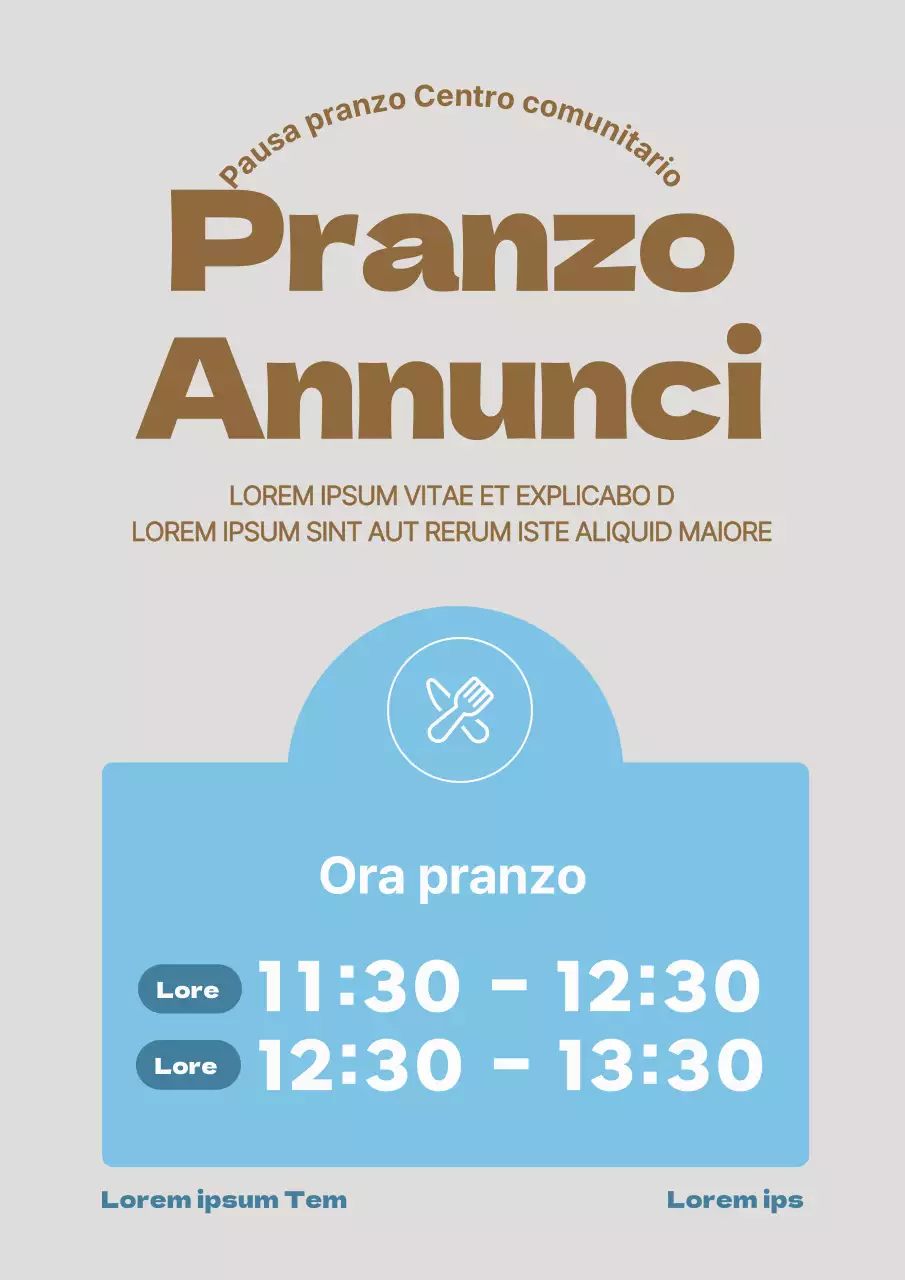 Una semplice guida per il pranzo in marrone e azzurro