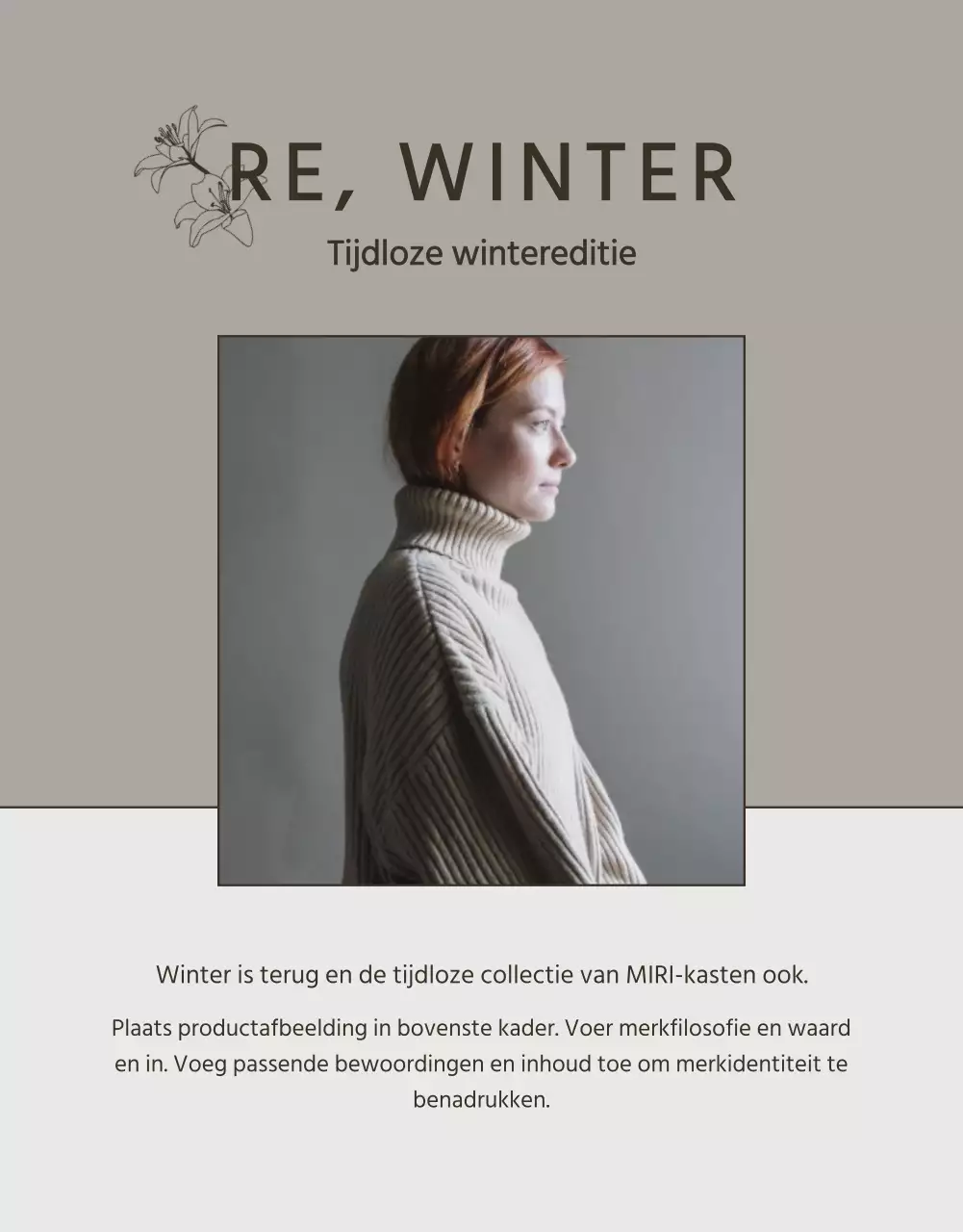 Moderne gebreide winterkleding in beige en bruin