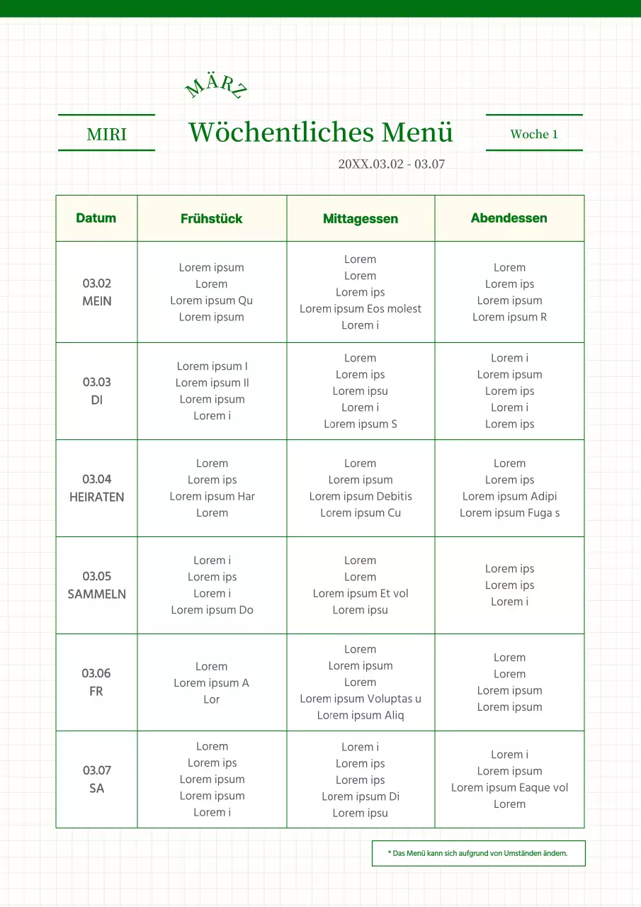 Ein Leitfaden für moderne Unternehmensmenüs in Grün und Beige