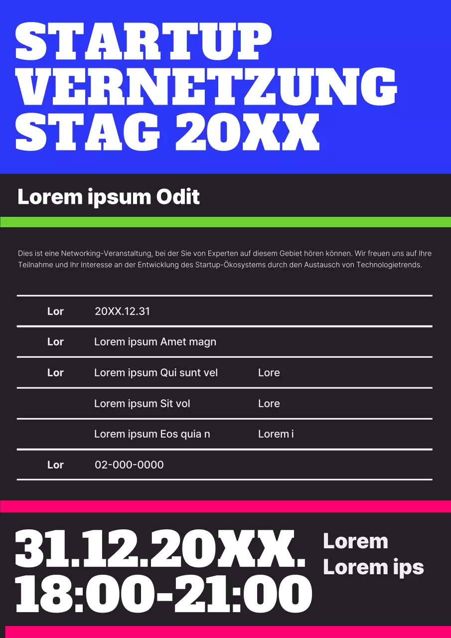 Bewerben Sie trendige Startup-Networking-Events in Blau und Schwarz