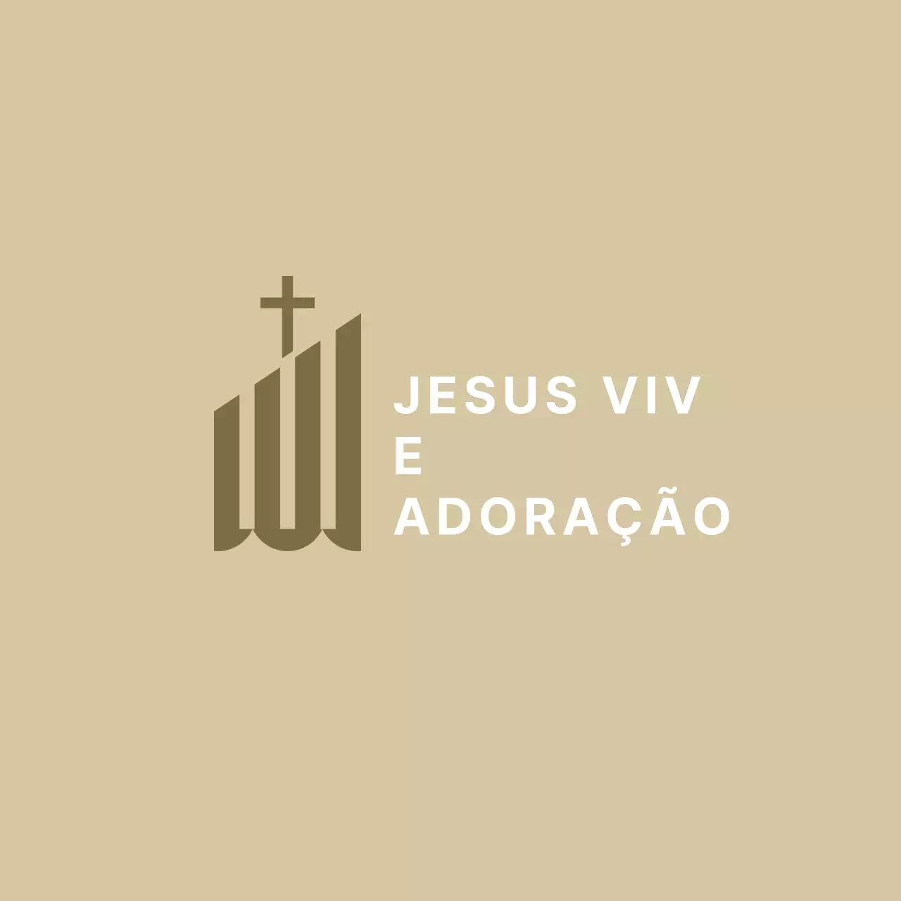 Logótipo de tipografia religiosa com ilustração simples de um edifício