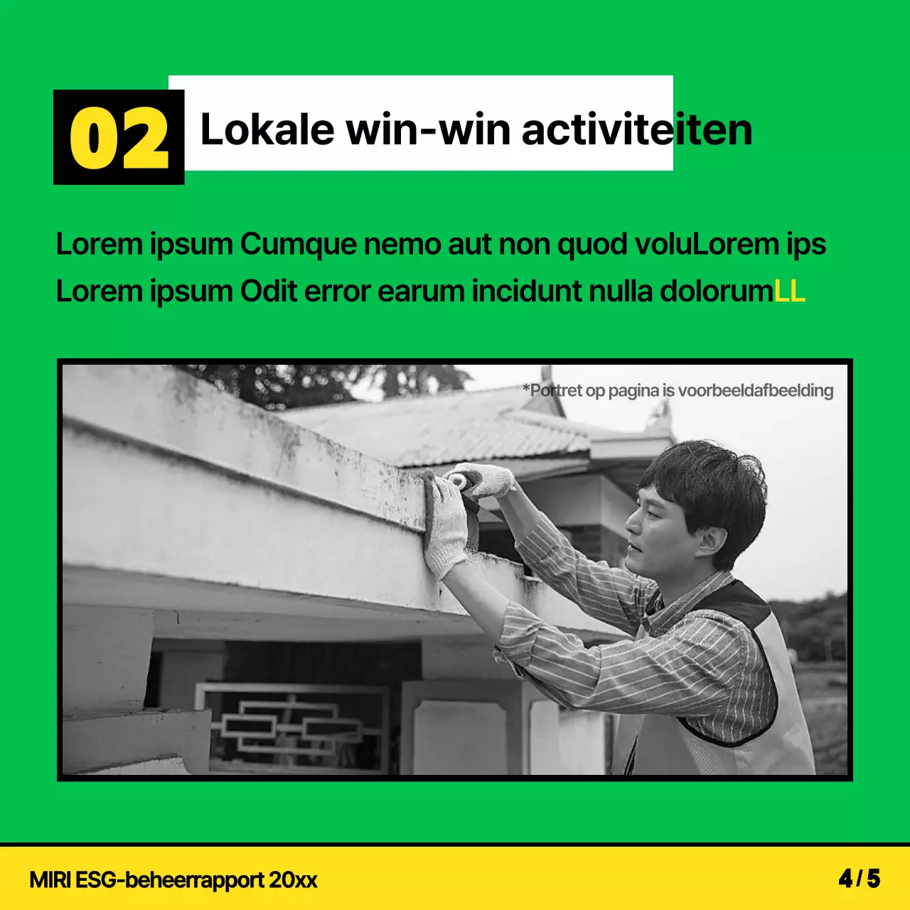 Een kitscherige, gele en chartreuse ESG-verklaring van activiteiten