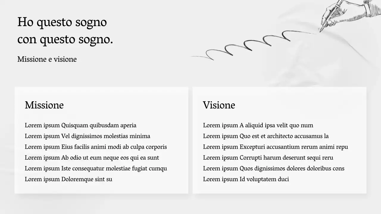 Un profilo aziendale semplice, grigio, che racconta la storia