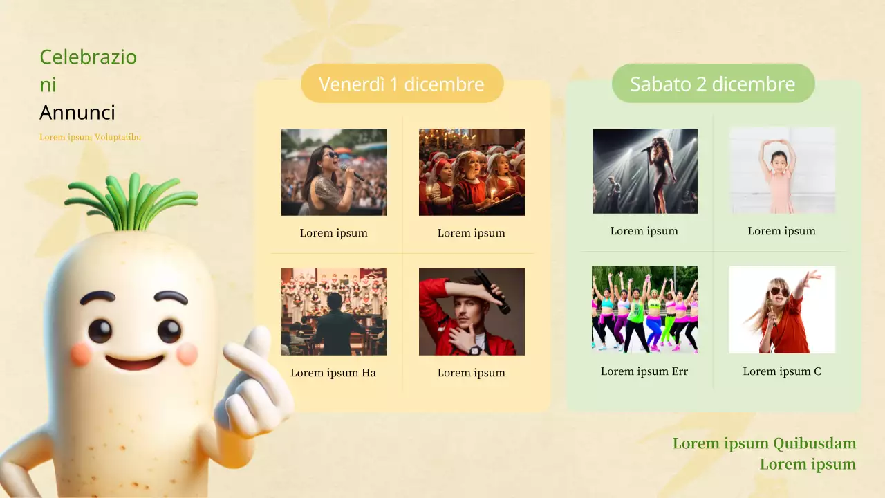 Un semplice piano giallo e verde per una festa locale del ginseng