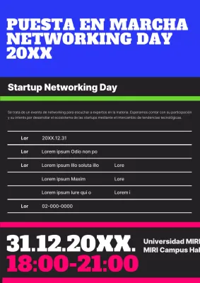 Promociona los eventos de networking de moda en azul y negro