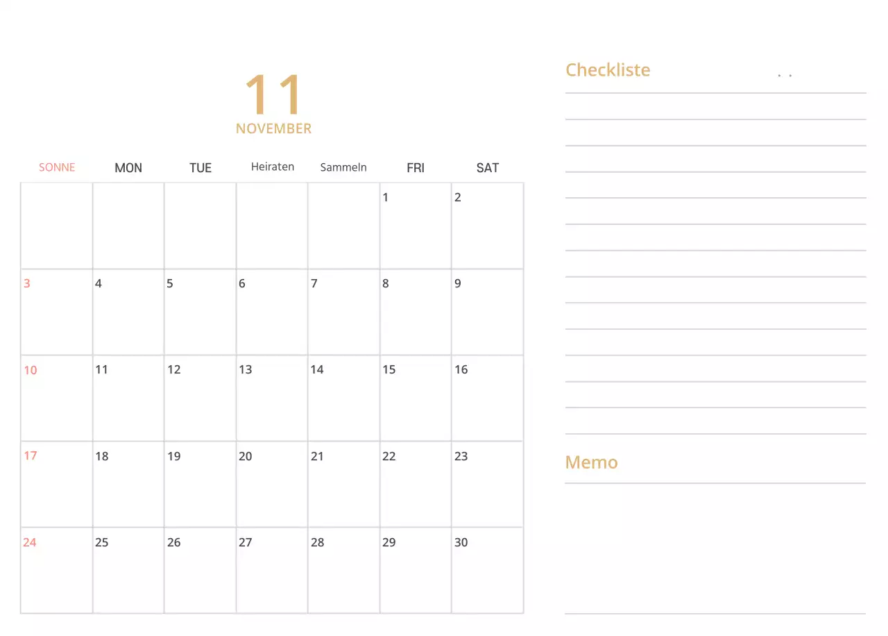 Niedlich illustrierter grüner Tischkalender mit Familienthemen