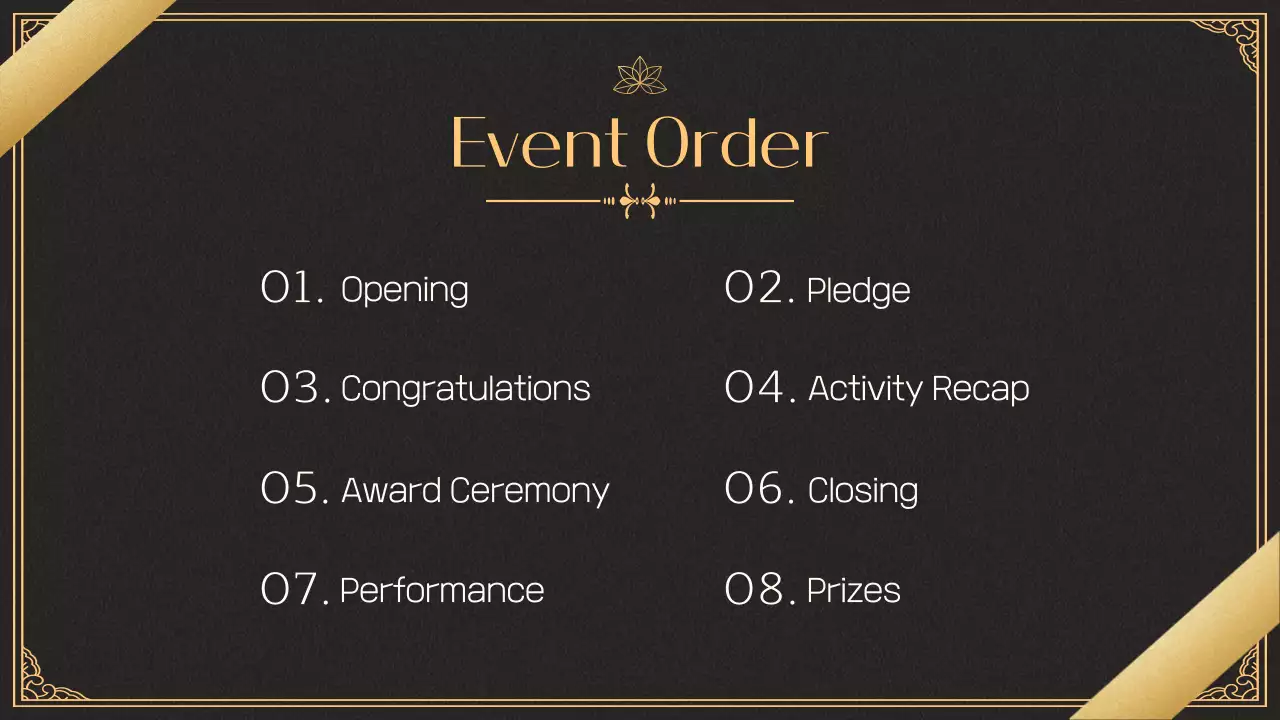 골드 엘레강트 세레모니 템플릿 가이드 프레젠테이션