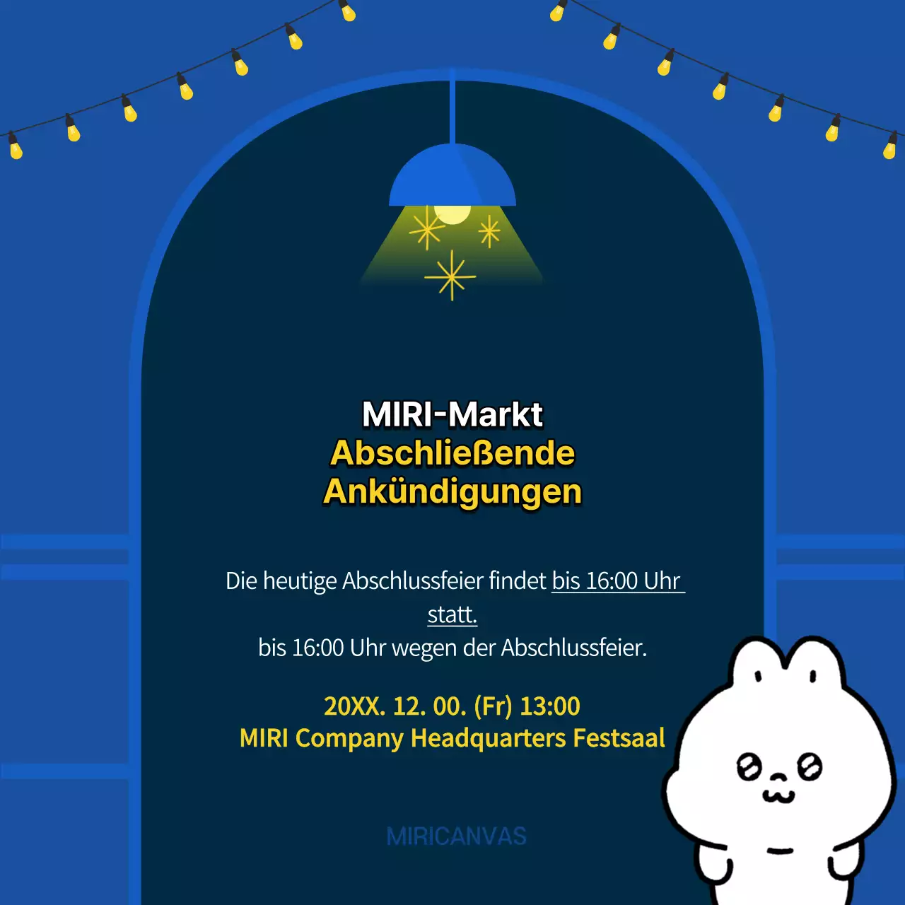 Eine minimalistische Unternehmensmitteilung zum Jahresende in Blau und Gelb