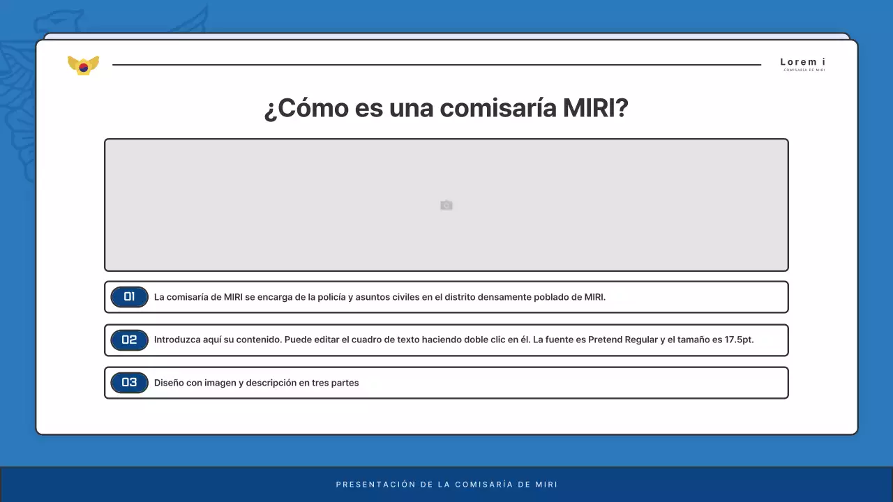 Anuncios por defecto del boletín de la comisaría de policía en azul y azul marino