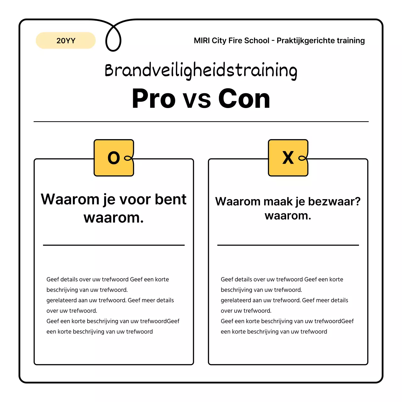 Gele en oranje basisprincipes en een leuk informatieblad over brandveiligheid