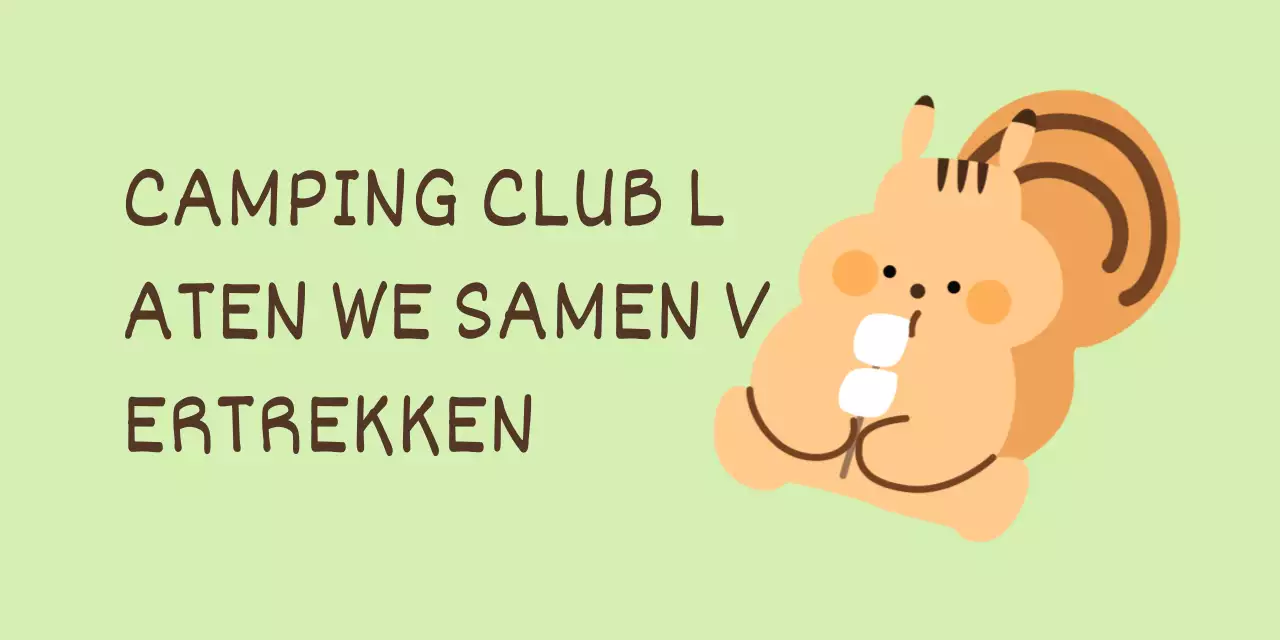 Een leuke concept-campingclub met eekhoorntekeningen en handgeschreven lettertypes