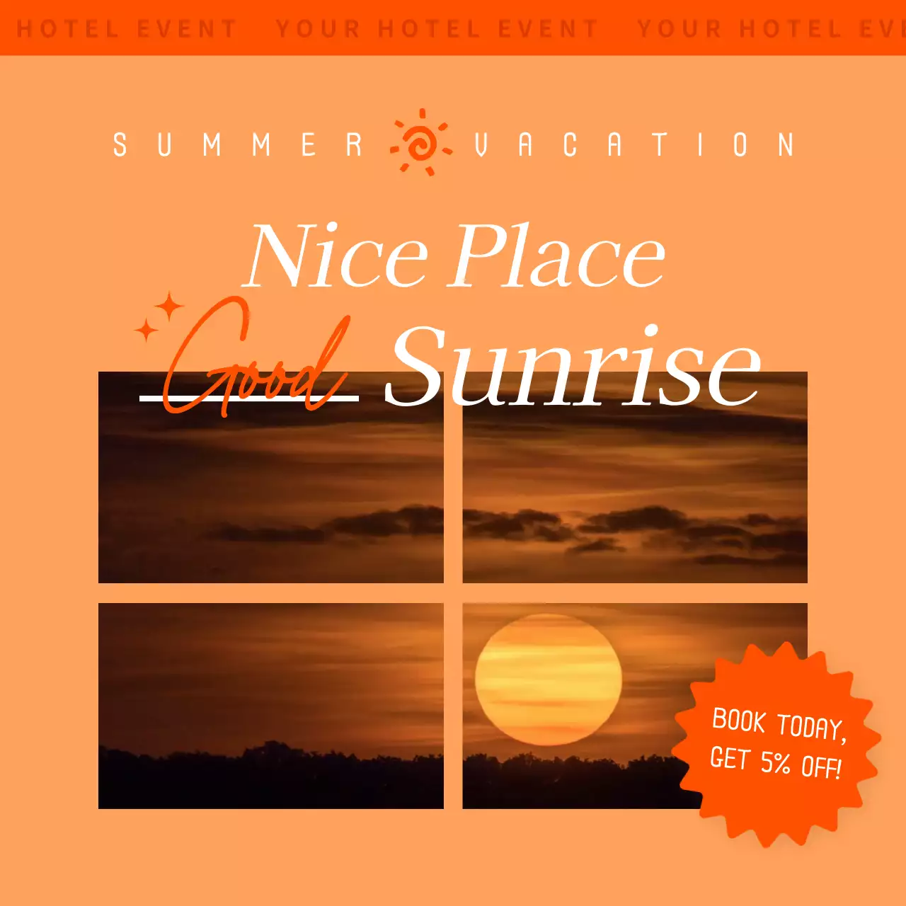 오렌지 모던 호텔 프로모션 소셜 미디어 게시물