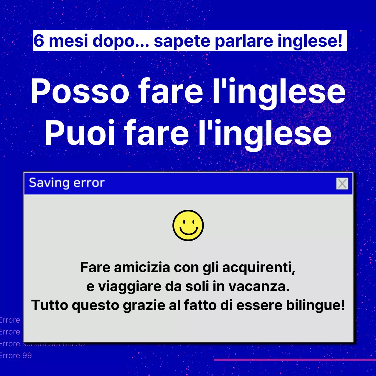 Promuovete la vostra scuola di lingue con uno sfondo blu navy di tendenza