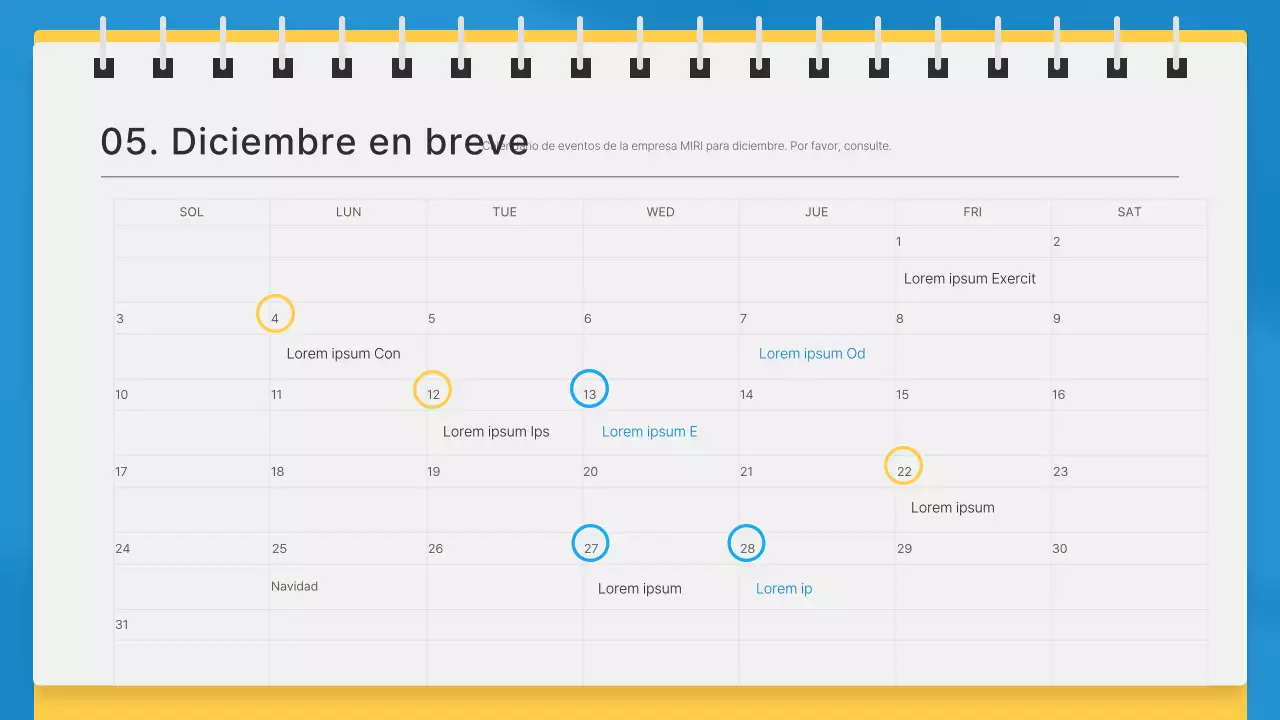 Boletín mensual corporativo sencillo en azul y amarillo