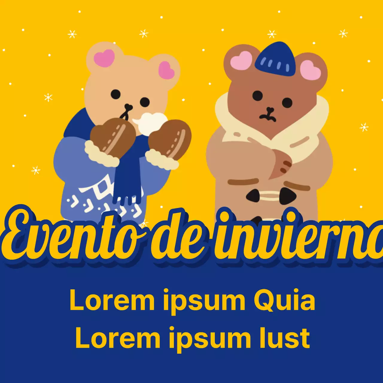 Pop-art de anuncios de eventos de fidelización y descuentos de invierno en azul y amarillo
