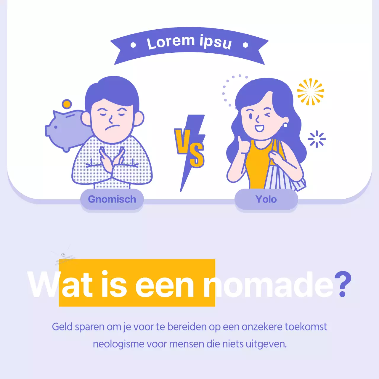 Eenvoudige gele en paarse financiële informatie zonder geld