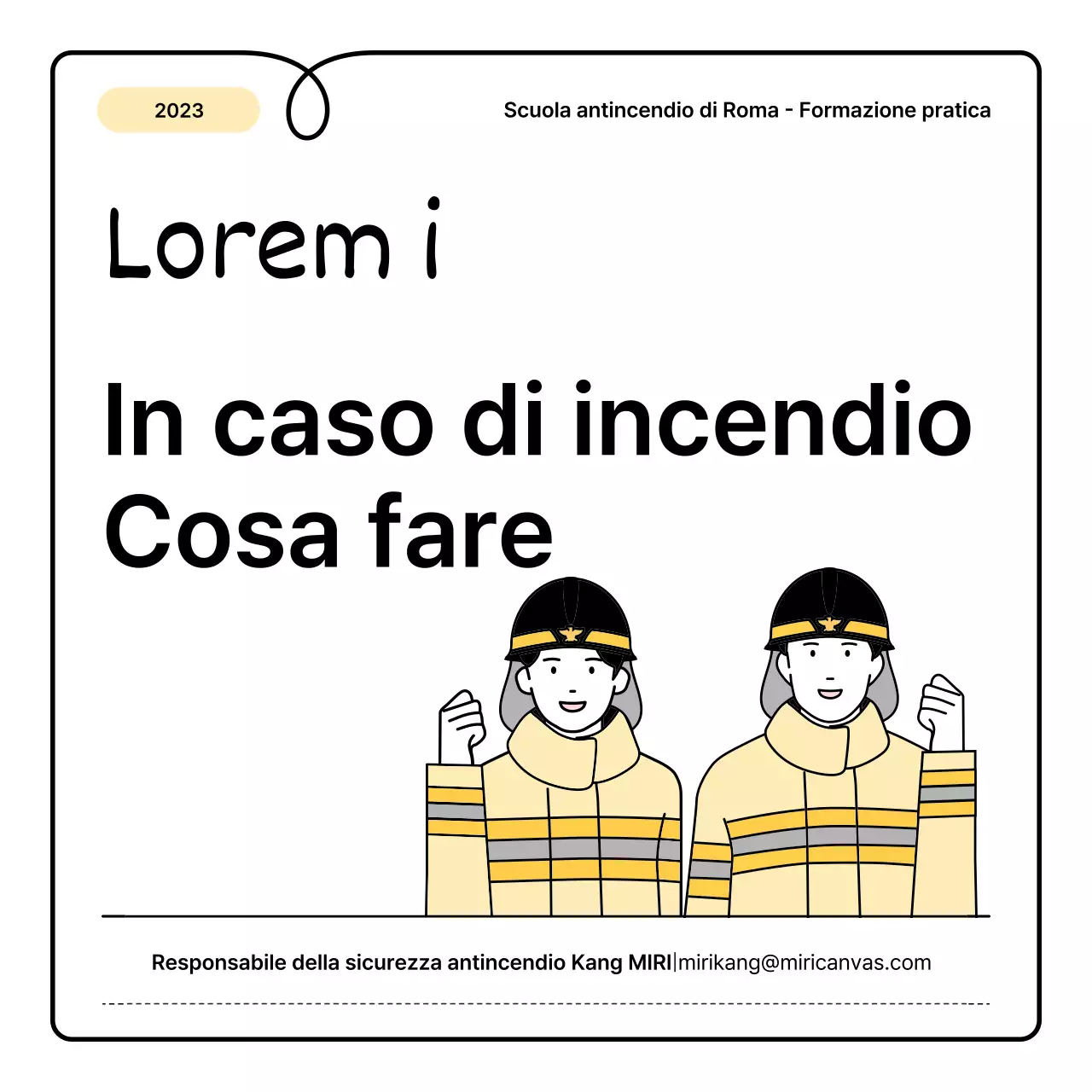 Nozioni di base gialle e arancioni e una piccola e simpatica scheda informativa sugli incendi