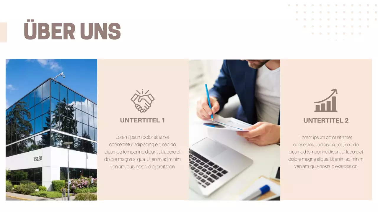 Klassische Geschäftsmaterialien in Beige und Braun