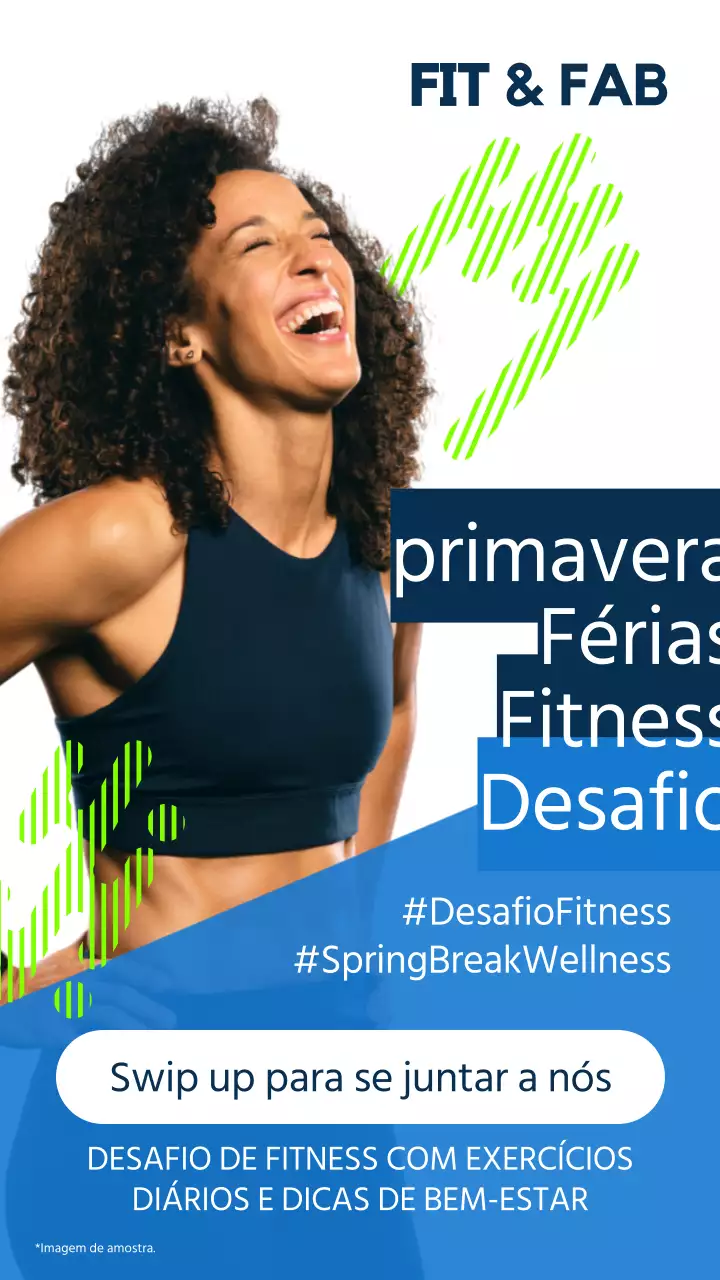Anúncio do desafio moderno azul e néon das férias de primavera