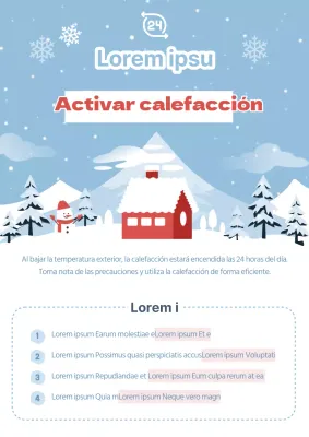 Aviso de calefacción invernal en azul claro y rojo