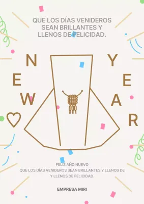 Una sencilla tarjeta de felicitación de Año Nuevo en marfil y marrón