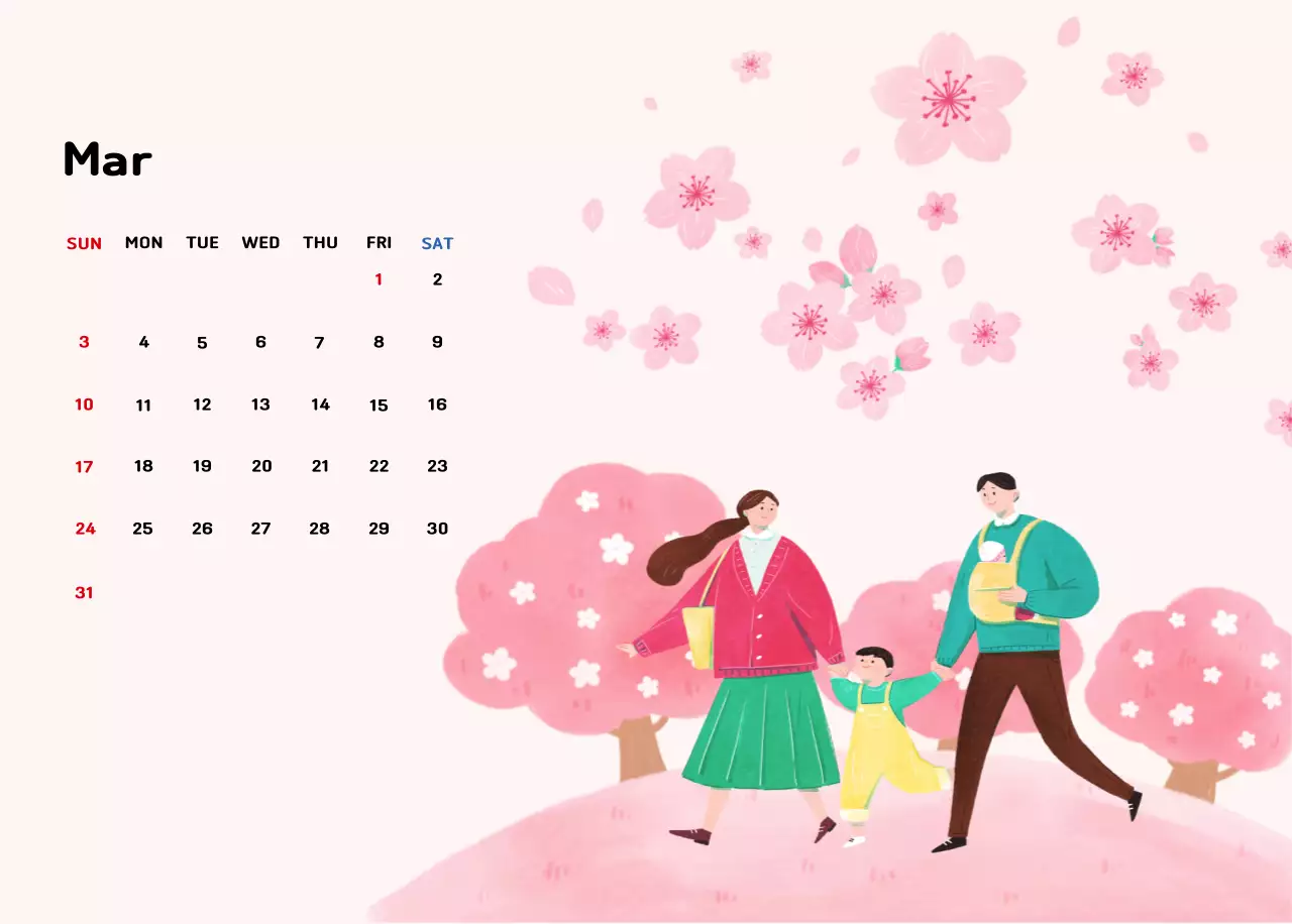 New Year's calendar with a warm, illustrated feel