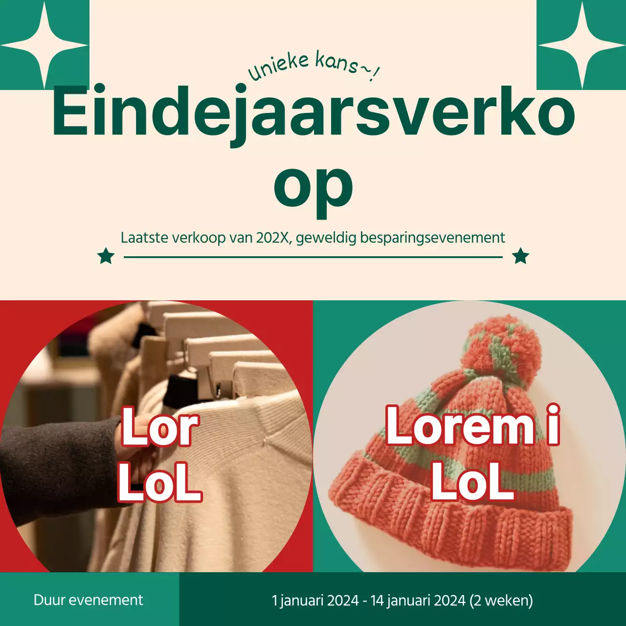 Maak reclame voor een schattig pakket met kerstsjablonen in groen en rood