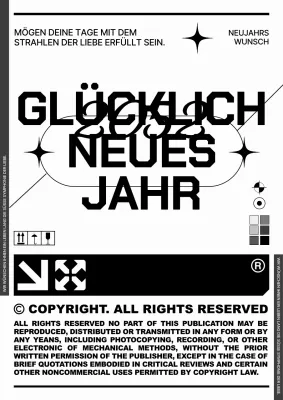 Trendige Neujahrsgrußkarten in Schwarz und Weiß