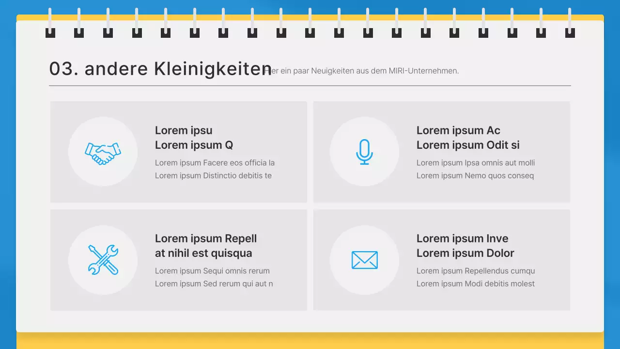 Einfacher monatlicher Unternehmens-Newsletter in Blau und Gelb