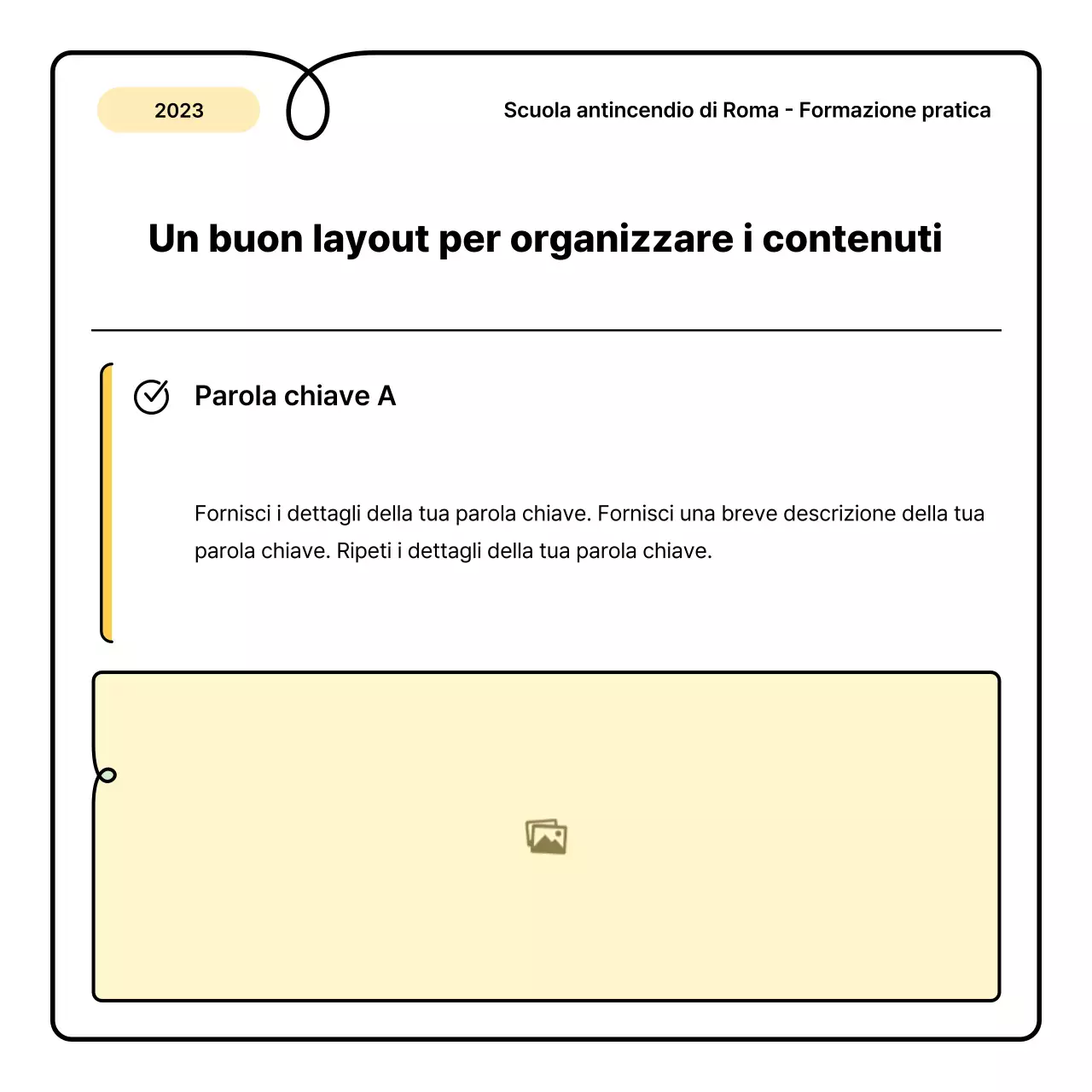 Nozioni di base gialle e arancioni e una piccola e simpatica scheda informativa sugli incendi