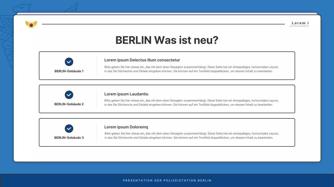 Standard-Newsletter der Polizeidienststelle in Blau und Marineblau