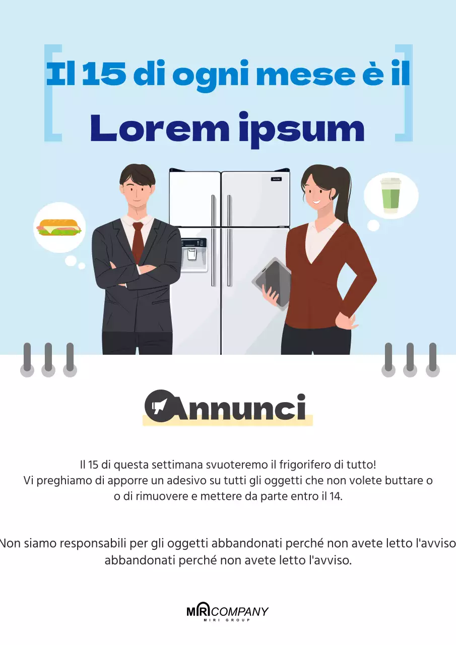 Avviso di pulizia del frigorifero evidenziato in azzurro