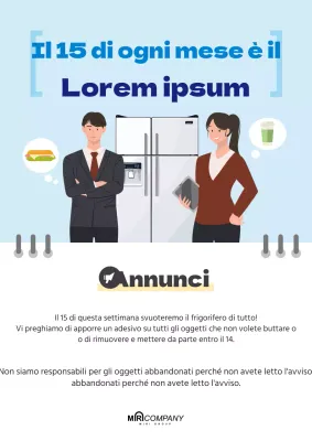 Avviso di pulizia del frigorifero evidenziato in azzurro