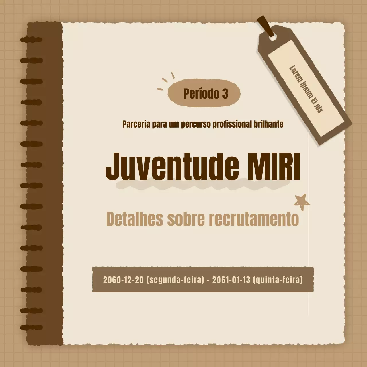 Um anúncio de emprego simples numa plataforma de experiência profissional em castanho e bege